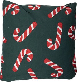 Zelený dekoračný vianočný vankúš cukrovej palice Candy Cane – 45*45*4 cm