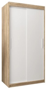 Šatníková skriňa 100 cm Toki (Dub sonoma + Biela matná). Akcia -41%. Vlastná spoľahlivá doprava až k Vám domov. 1064800