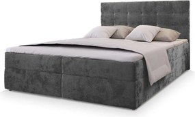 Čalúnená posteľ boxspring GLORIEN VELVET 160x200 cm sivá Matrac: Bonell pružinová matrac