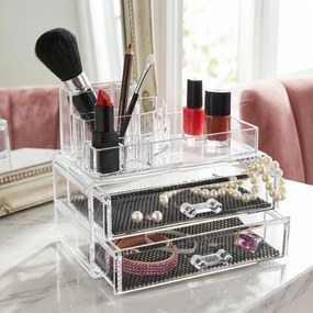 Domo Living Organizér na šperky a make-up, stojan na štetce, kefky DOMO AKRYL 2, 18,8 × 11,5 × 15,7 cm