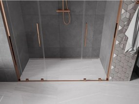 Mexen Velar L Duo, posuvné sprchové dvere do otvoru 200 cm, 8mm číre sklo, ružové zlato, 871-200-003-02-60