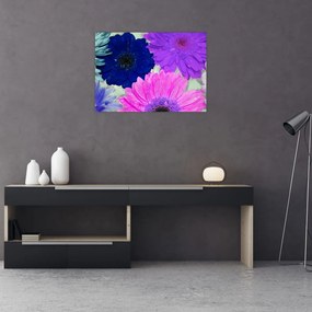 Sklenený obraz farebných kvetín (70x50 cm)
