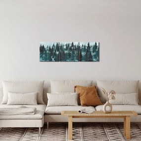 Obraz - Zvieratá v lese (s hodinami) (90x30 cm)