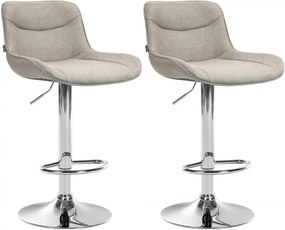 2x Barová stolička Vonore - látka, chróm - Sivo hnedá (Taupe)