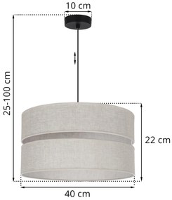 Závesné svietidlo Len, 1x svetlobéžové textilné tienidlo, (fi 40 cm), b