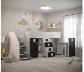 Detská kombinovaná posteľ 90 cm Toreno 3 (biela + biely lesk + tyrkysový lesk) (L). Vlastná spoľahlivá doprava až k Vám domov. 1083321
