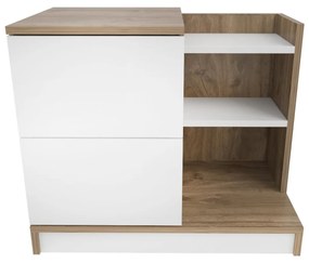 Nočný stolík Rendy (biela + dub) . Vlastná spoľahlivá doprava až k Vám domov. 1102527