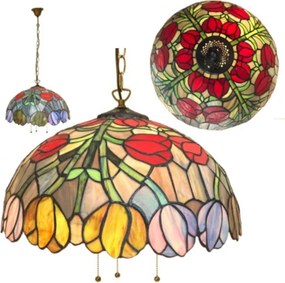 Tiffany luster PREMIUM vitráž TULIP s 3 retiazkami 3*E27