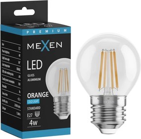 Mexen Vintis, LED filamentová žiarovka E27, G45, 4 W, oranžová, číra, L156-E27-04XX-48