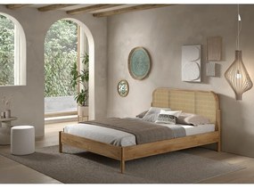Dvojlôžková posteľ z dubového dreva bez roštu 160x200 cm v prírodnej farbe Olive Rotan – Vipack