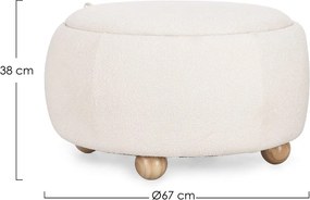 Krémovobiely taburet z textílie buklé Irisha – Bizzotto