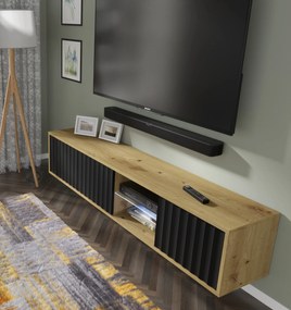 TV stolík/skrinka 156 Vinear (dub artisan + čierna). Akcia -19%. Vlastná spoľahlivá doprava až k Vám domov. 1125134