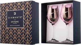 Diamante poháre na biele víno Silhouette City Pink s kryštálmi Swarovski 360 ml 2KS