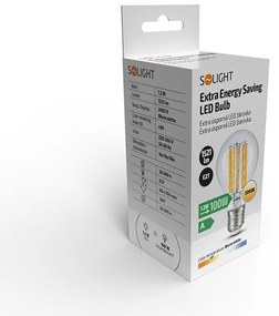 SOLIGHT LED Filament žiarovka číra A60 7,2W/230V/E27/2700K/1521Lm/360°