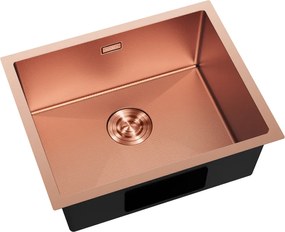 Mexen Trixo, 1-komorový nerezový drez 540 x 440 mm, medená matná, vzor voština, 6414541000-65HC