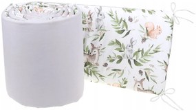 Ochranný mantinel do postieľky 180x30 cm BABYMAM PREMIUM - Zelená paseka/sivá