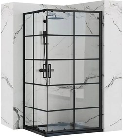 Rea Concept, sprchovací kút 80x100x190 cm, čierny profil + čierna sprchová vanička Savoy, KPL-K1006