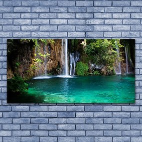 Obraz na akrylátovom skle Jazero vodopád príroda 120x60 cm