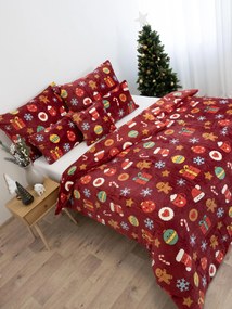 Vianočné mikroplyšové obliečky Exclusive – Vianočná nádielka červené 140 × 200 cm, 70 x 90 cm