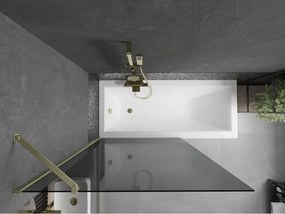 Mexen Next, 1-krídlová vaňová zástena 100 x 150 cm, 6mm šedé sklo, zlatá matná, 895-100-000-00-40-55
