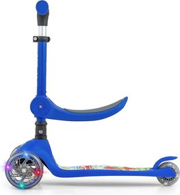 Trojkolesová balančná kolobežka-scooter so sedadlom FUZZY pre deti blue