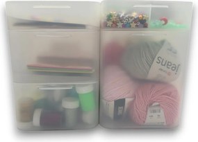 Súprava 5 plastových úložných organizérov PURE BOX A5, mliečny