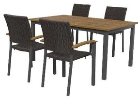 Livarno home Hliníkový záhradný stôl Valencia, 150 x 90 cm, hnedý/čierny + Záhradná stolička Valencia, 4 kusy  (800008288)