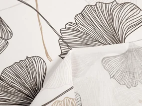 Biante Bavlnený záves Sandra SA-411 Hnedé Ginkgo listy na bielom 150x160 cm