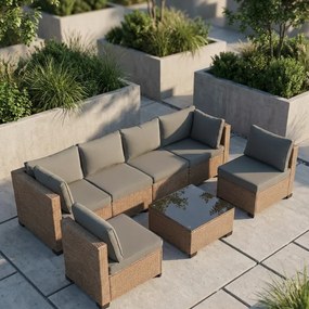 Modulový ratanový záhradný set so stolíkom XL2501 v prírodnej farbe