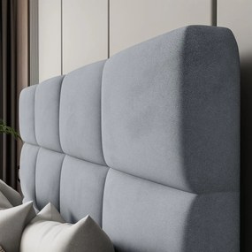 LUISI 160X200 ČALÚNENÁ MANŽELSKÁ POSTEĽ SIVÁ LÁTKA S ÚLOŽNÝM PRIESTOROM