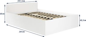 Jednolôžková posteľ s roštom a matracom 100x200 cm, sonoma