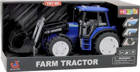 LEAN Toys Poľnohospodársky traktor s pohyblivou lyžicou Svetlá Zvuky Modrá 1:10