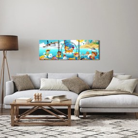 Obraz - Deň na pláži (s hodinami) (90x30 cm)