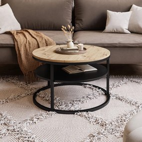 KONFERENČNÝ STOLÍK LEONARDO S POLICOU DUB ARTISAN + ČIERNY