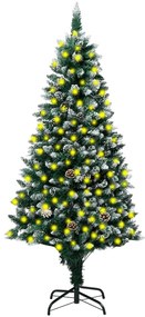 Umelý vianočný stromček LED, borovicové šišky, biely sneh 210cm 3077446