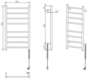 Sapho Sapho, REDONDO elektrický sušiak uterákov, guľatý, 500x900 mm, 75 W, leštená nerez, ER220V