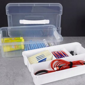 Organizér, úložný box 2v1, multifunkčný, biely STORMAX - 6 l, 32 x 23 x 11 cm