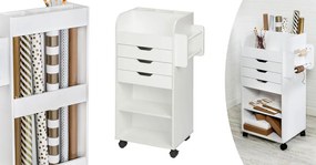 Skriňa na kolieskach s policami a zásuvkami