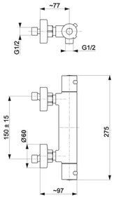 KFA Armatura 5736-010-00 - Termostatická sprchová batéria MOZA lesklý chróm