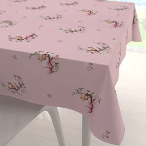 Biante Detský bavlnený štvorcový obrus Sandra SA-626 Spiace medvedíky na ružovom 110x110 cm