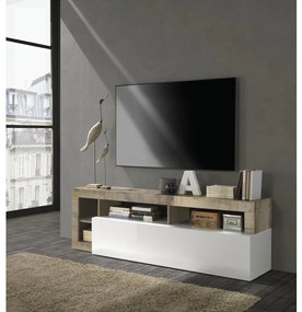 Televízny stolík LENOR biely/hnedý
