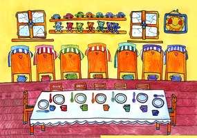 MARIONETINO – Zadná scéna k rozprávke Snehulienka (2 motívy)