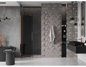 Mexen Velar, posuvné sprchové dvere do otvoru 110 cm, 8mm šedé sklo, ružové zlato, 871-110-000-41-60