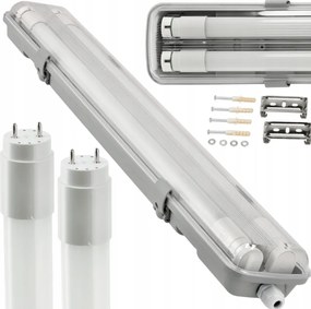 Sada hermetického LED svietidla 120 cm + 2x žiarivky G13 PREMIUM 4860lm STRONG