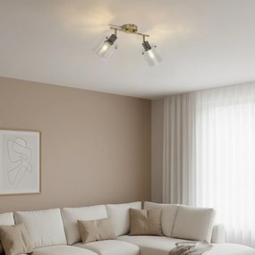 Dizajnový stropný reflektor bronzový s čírym sklom 2-svetelný - Domo