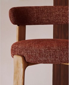 Barová stolička z jaseňového dreva v terakotovej farbe/v svetlo prírodnej farbe (výška sedadla 65 cm) Granite – Kave Home