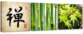 Obraz na plátně třídílný Asie relaxace zen bambus - 90x30 cm