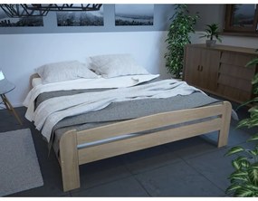 Eureka posteľ „HERA” z prírodného dreva vrátane roštu tmavý lak 160 x 200
