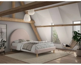 Ružová čalúnená jednolôžková posteľ s roštom 140x200 cm MOON – Vipack