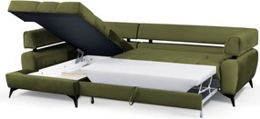 Rohová sedacia súprava Paris, machová zelená látka, ľavý roh